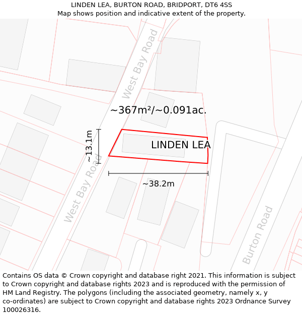 LINDEN LEA, BURTON ROAD, BRIDPORT, DT6 4SS: Plot and title map