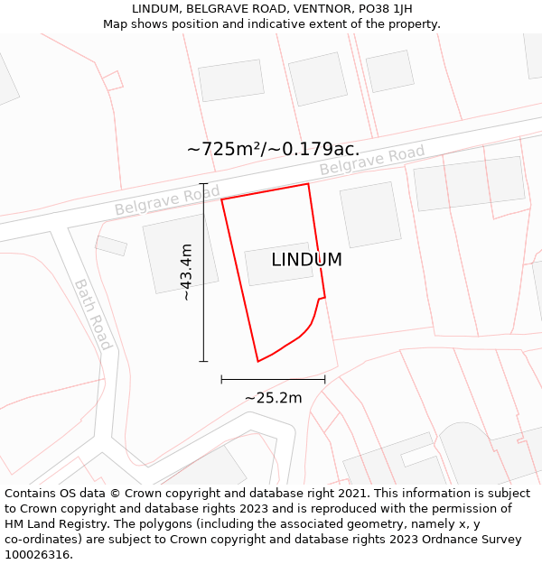 LINDUM, BELGRAVE ROAD, VENTNOR, PO38 1JH: Plot and title map