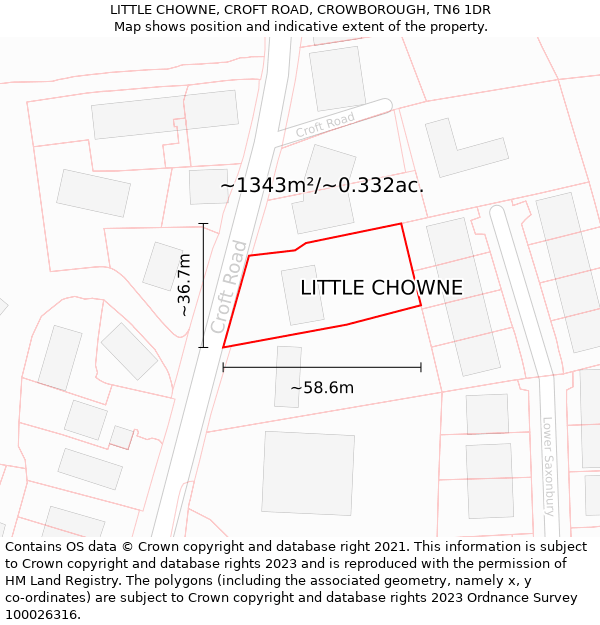 LITTLE CHOWNE, CROFT ROAD, CROWBOROUGH, TN6 1DR: Plot and title map