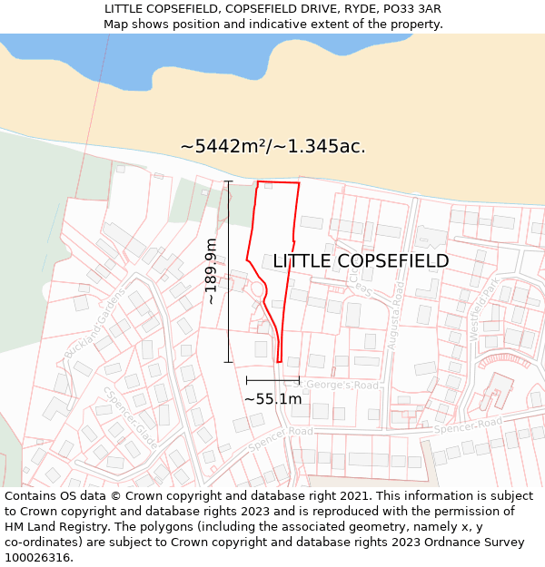LITTLE COPSEFIELD, COPSEFIELD DRIVE, RYDE, PO33 3AR: Plot and title map