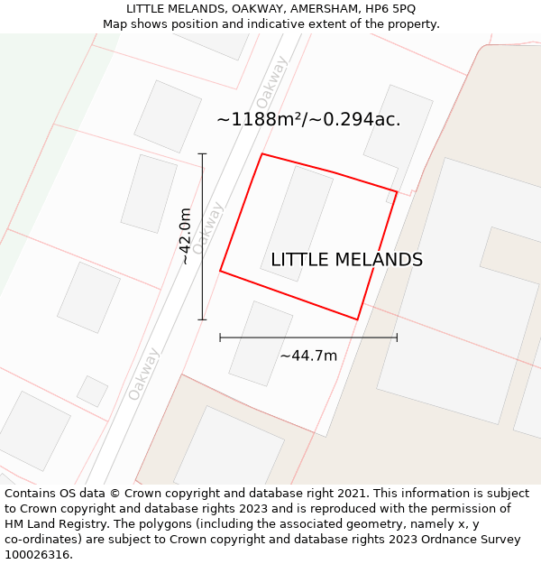 LITTLE MELANDS, OAKWAY, AMERSHAM, HP6 5PQ: Plot and title map