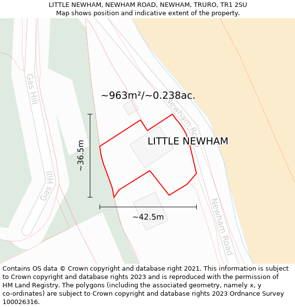 LITTLE NEWHAM, NEWHAM ROAD, NEWHAM, TRURO, TR1 2SU: Plot and title map