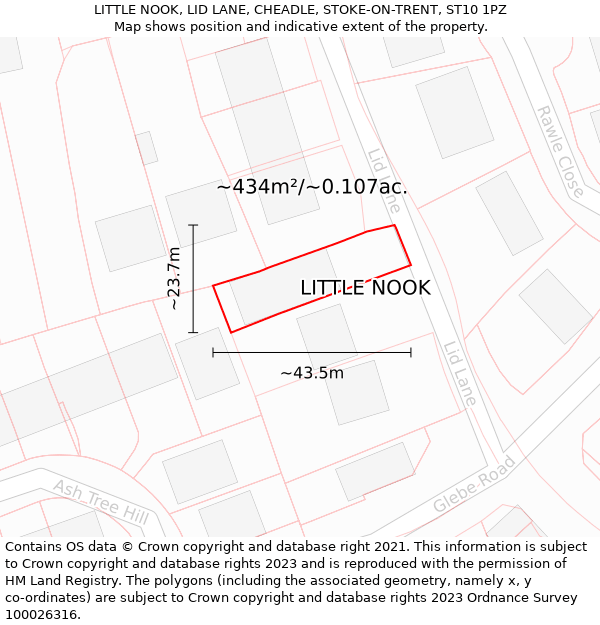 LITTLE NOOK, LID LANE, CHEADLE, STOKE-ON-TRENT, ST10 1PZ: Plot and title map