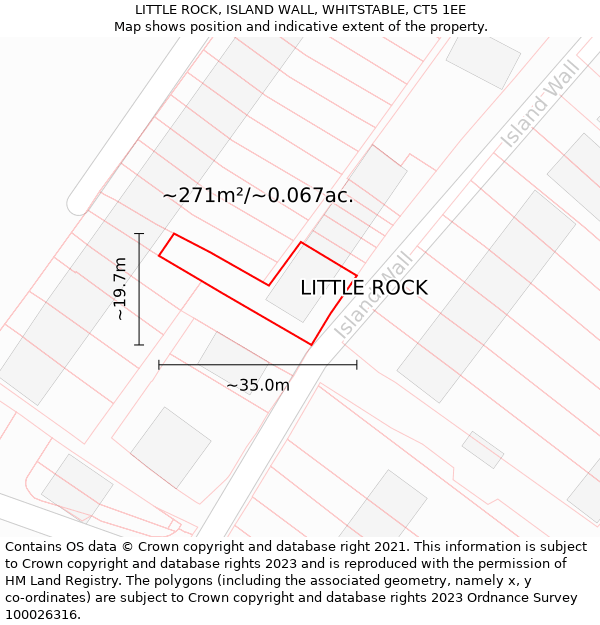 LITTLE ROCK, ISLAND WALL, WHITSTABLE, CT5 1EE: Plot and title map