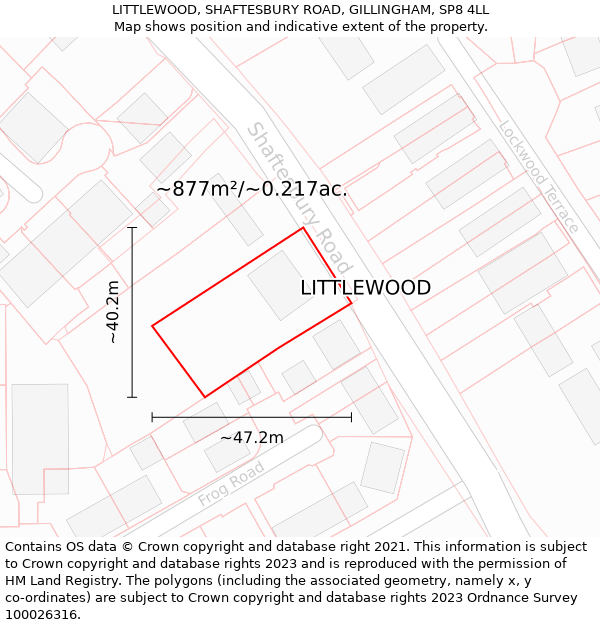 LITTLEWOOD, SHAFTESBURY ROAD, GILLINGHAM, SP8 4LL: Plot and title map