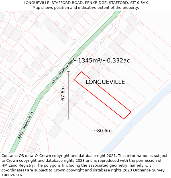 LONGUEVILLE, STAFFORD ROAD, PENKRIDGE, STAFFORD, ST19 5AX: Plot and title map