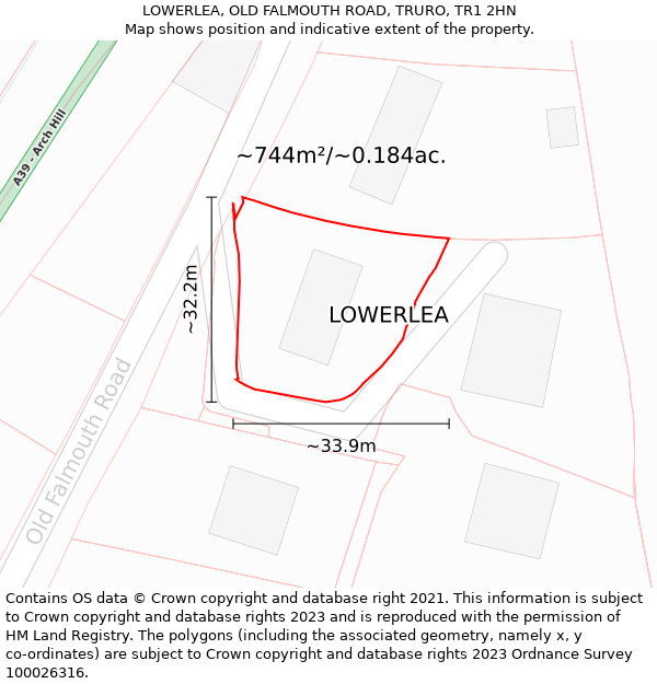 LOWERLEA, OLD FALMOUTH ROAD, TRURO, TR1 2HN: Plot and title map