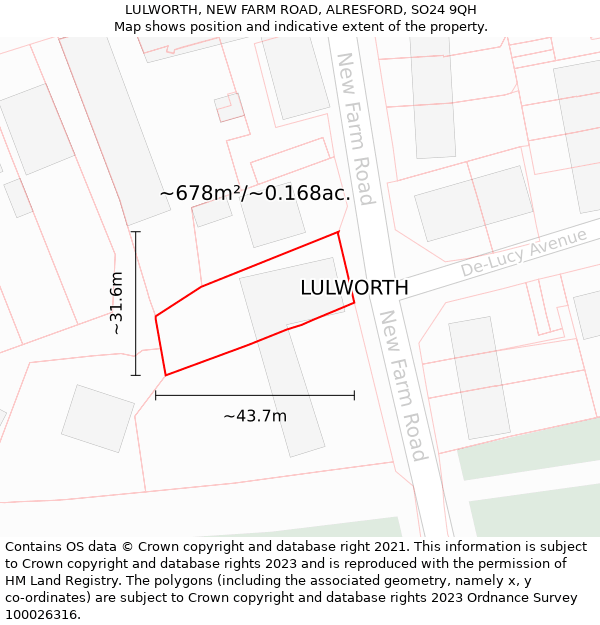 LULWORTH, NEW FARM ROAD, ALRESFORD, SO24 9QH: Plot and title map