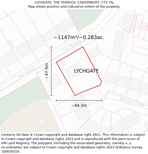 LYCHGATE, THE TERRACE, CANTERBURY, CT2 7AJ: Plot and title map