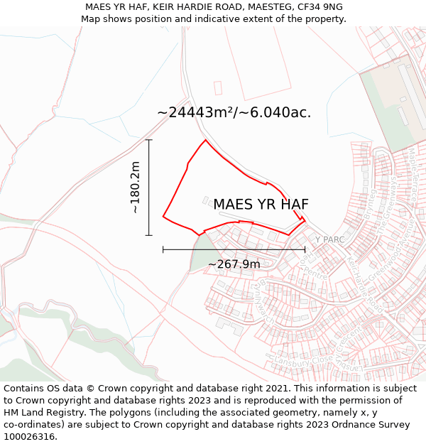 MAES YR HAF, KEIR HARDIE ROAD, MAESTEG, CF34 9NG: Plot and title map