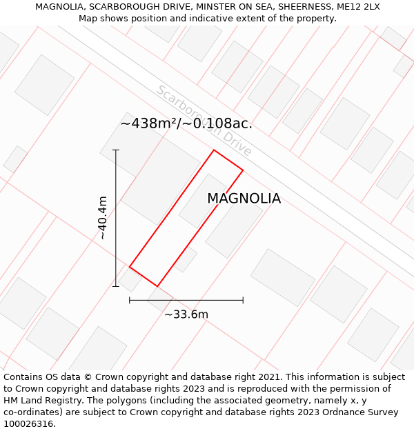 MAGNOLIA, SCARBOROUGH DRIVE, MINSTER ON SEA, SHEERNESS, ME12 2LX: Plot and title map