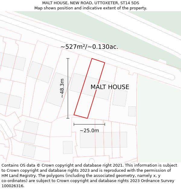 MALT HOUSE, NEW ROAD, UTTOXETER, ST14 5DS: Plot and title map