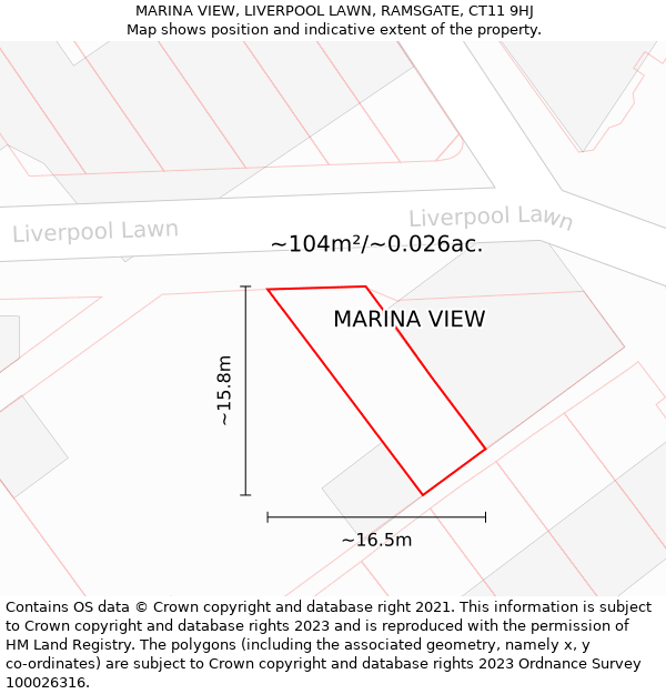 MARINA VIEW, LIVERPOOL LAWN, RAMSGATE, CT11 9HJ: Plot and title map