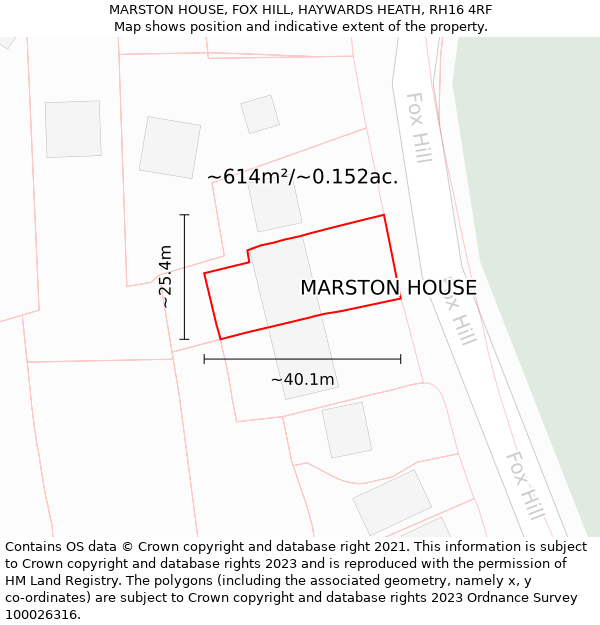 MARSTON HOUSE, FOX HILL, HAYWARDS HEATH, RH16 4RF: Plot and title map