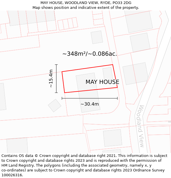 MAY HOUSE, WOODLAND VIEW, RYDE, PO33 2DG: Plot and title map