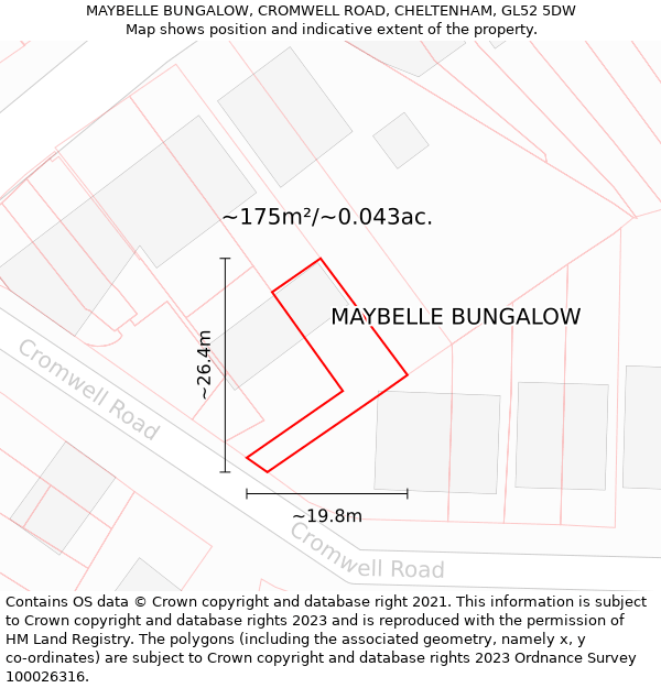 MAYBELLE BUNGALOW, CROMWELL ROAD, CHELTENHAM, GL52 5DW: Plot and title map