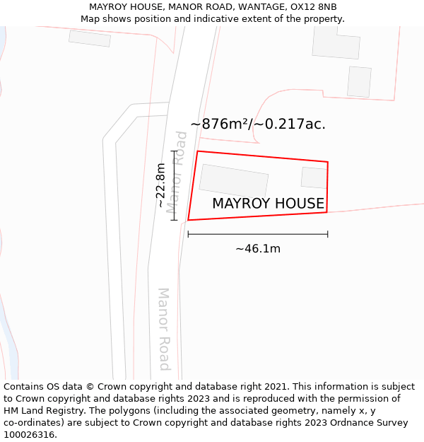 MAYROY HOUSE, MANOR ROAD, WANTAGE, OX12 8NB: Plot and title map