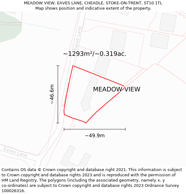 MEADOW VIEW, EAVES LANE, CHEADLE, STOKE-ON-TRENT, ST10 1TL: Plot and title map