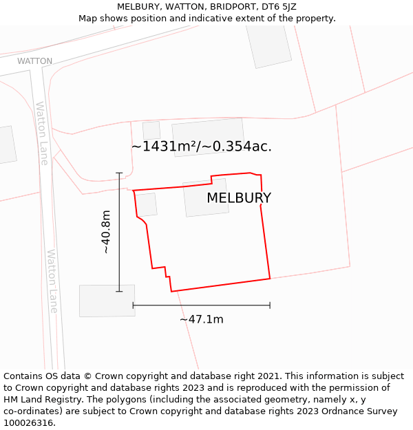 MELBURY, WATTON, BRIDPORT, DT6 5JZ: Plot and title map