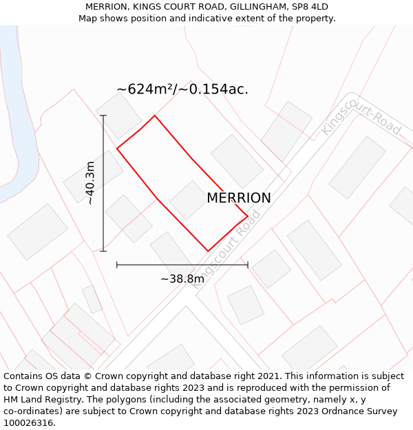 MERRION, KINGS COURT ROAD, GILLINGHAM, SP8 4LD: Plot and title map