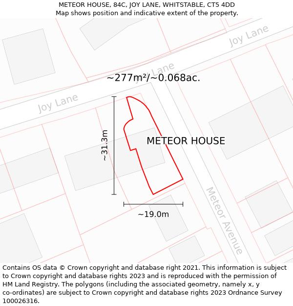 METEOR HOUSE, 84C, JOY LANE, WHITSTABLE, CT5 4DD: Plot and title map