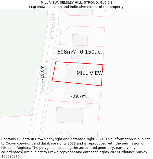 MILL VIEW, SELSLEY HILL, STROUD, GL5 5JS: Plot and title map