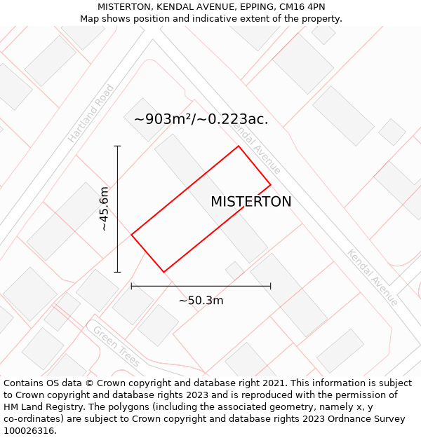 MISTERTON, KENDAL AVENUE, EPPING, CM16 4PN: Plot and title map