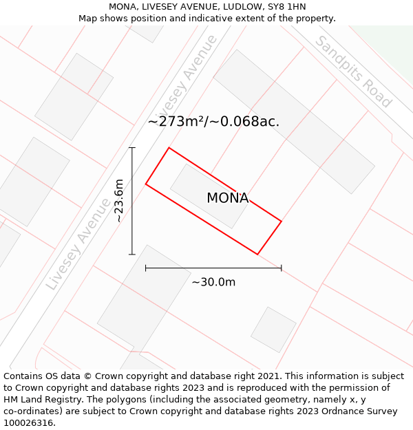MONA, LIVESEY AVENUE, LUDLOW, SY8 1HN: Plot and title map