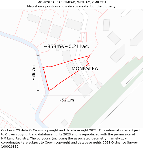 MONKSLEA, EARLSMEAD, WITHAM, CM8 2EH: Plot and title map