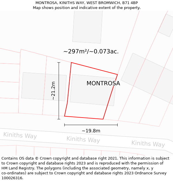 MONTROSA, KINITHS WAY, WEST BROMWICH, B71 4BP: Plot and title map