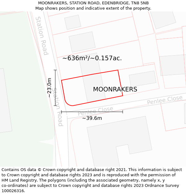 MOONRAKERS, STATION ROAD, EDENBRIDGE, TN8 5NB: Plot and title map