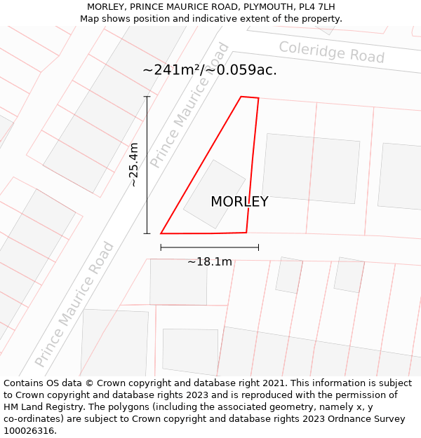 MORLEY, PRINCE MAURICE ROAD, PLYMOUTH, PL4 7LH: Plot and title map
