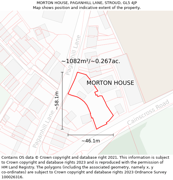 MORTON HOUSE, PAGANHILL LANE, STROUD, GL5 4JP: Plot and title map