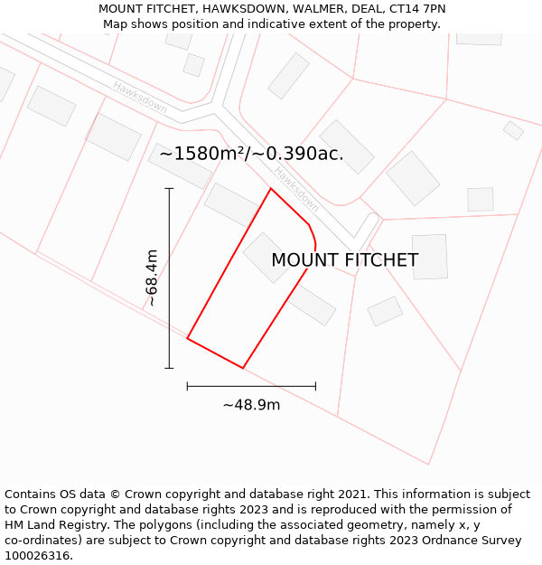 MOUNT FITCHET, HAWKSDOWN, WALMER, DEAL, CT14 7PN: Plot and title map
