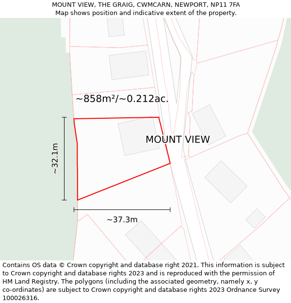 MOUNT VIEW, THE GRAIG, CWMCARN, NEWPORT, NP11 7FA: Plot and title map