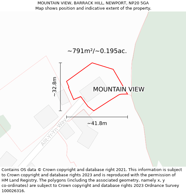 MOUNTAIN VIEW, BARRACK HILL, NEWPORT, NP20 5GA: Plot and title map
