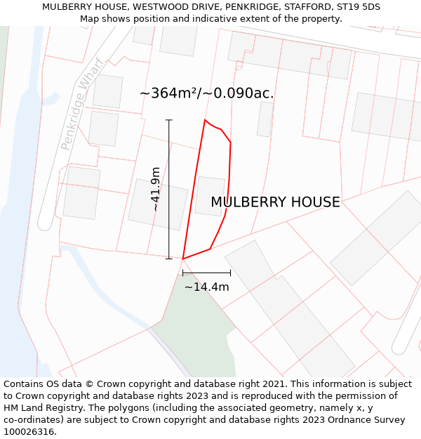 MULBERRY HOUSE, WESTWOOD DRIVE, PENKRIDGE, STAFFORD, ST19 5DS: Plot and title map