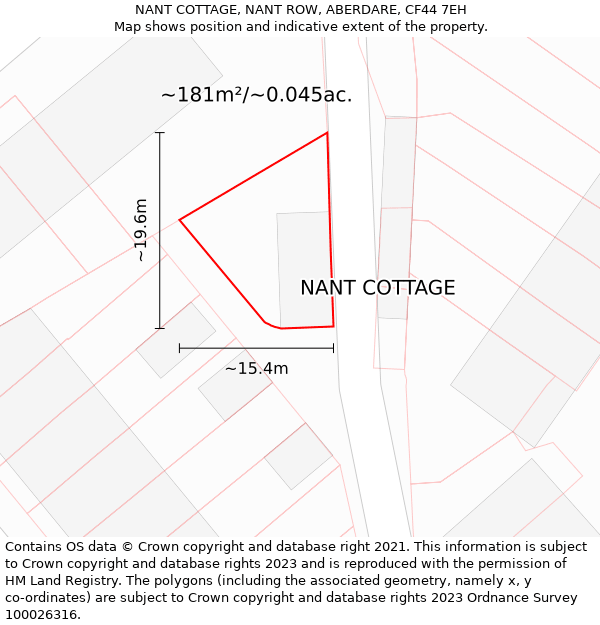 NANT COTTAGE, NANT ROW, ABERDARE, CF44 7EH: Plot and title map