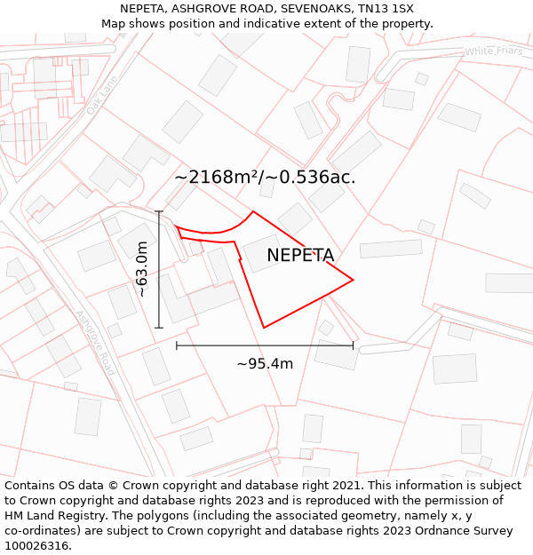 NEPETA, ASHGROVE ROAD, SEVENOAKS, TN13 1SX: Plot and title map