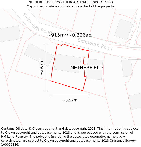 NETHERFIELD, SIDMOUTH ROAD, LYME REGIS, DT7 3EQ: Plot and title map