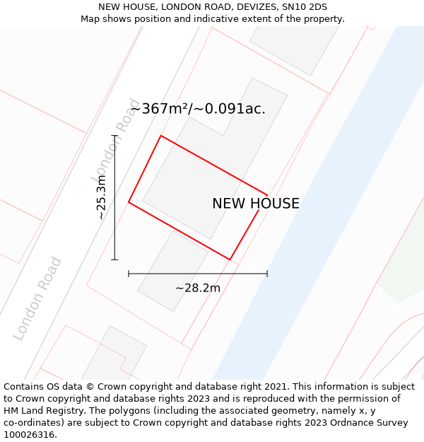 NEW HOUSE, LONDON ROAD, DEVIZES, SN10 2DS: Plot and title map