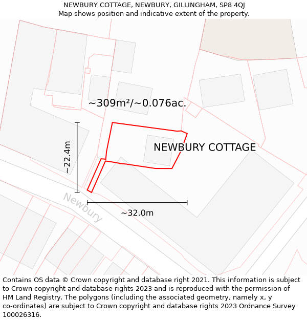 NEWBURY COTTAGE, NEWBURY, GILLINGHAM, SP8 4QJ: Plot and title map