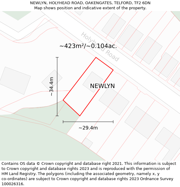 NEWLYN, HOLYHEAD ROAD, OAKENGATES, TELFORD, TF2 6DN: Plot and title map