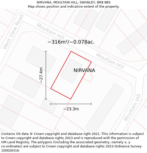 NIRVANA, MOULTAIN HILL, SWANLEY, BR8 8BS: Plot and title map