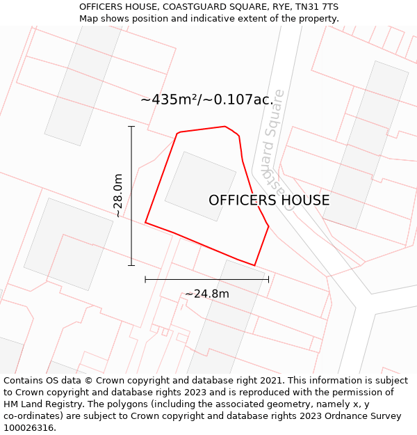 OFFICERS HOUSE, COASTGUARD SQUARE, RYE, TN31 7TS: Plot and title map
