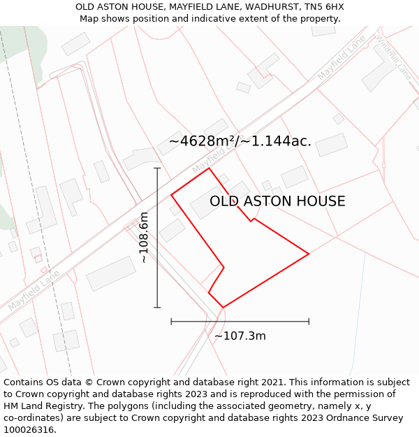 OLD ASTON HOUSE, MAYFIELD LANE, WADHURST, TN5 6HX: Plot and title map