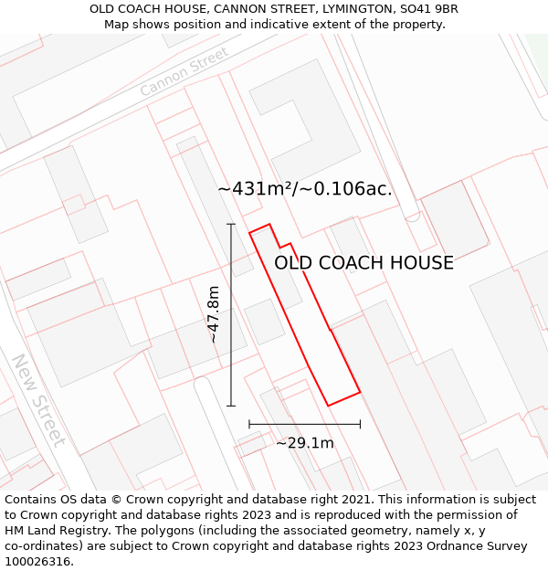 OLD COACH HOUSE, CANNON STREET, LYMINGTON, SO41 9BR: Plot and title map