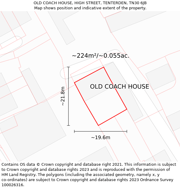 OLD COACH HOUSE, HIGH STREET, TENTERDEN, TN30 6JB: Plot and title map