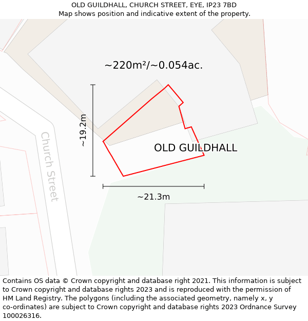 OLD GUILDHALL, CHURCH STREET, EYE, IP23 7BD: Plot and title map