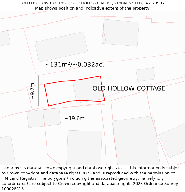 OLD HOLLOW COTTAGE, OLD HOLLOW, MERE, WARMINSTER, BA12 6EG: Plot and title map